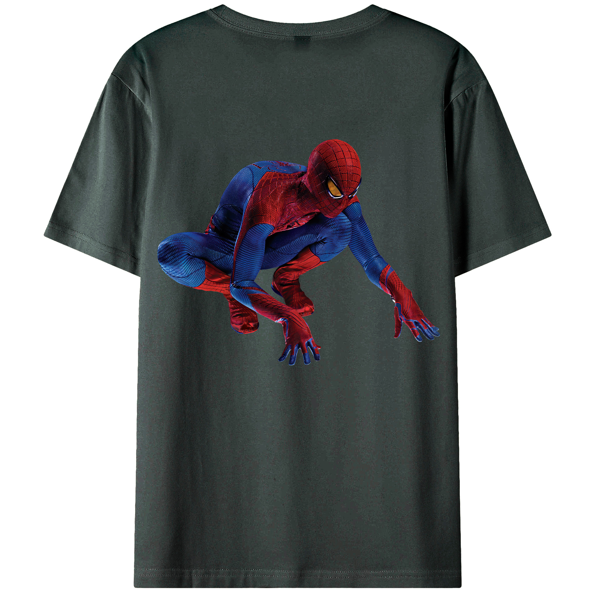 （画像用） Spider Man スパイダーマン 綿100％ メンズ半袖Tシャツ（バックプリント） 通気性